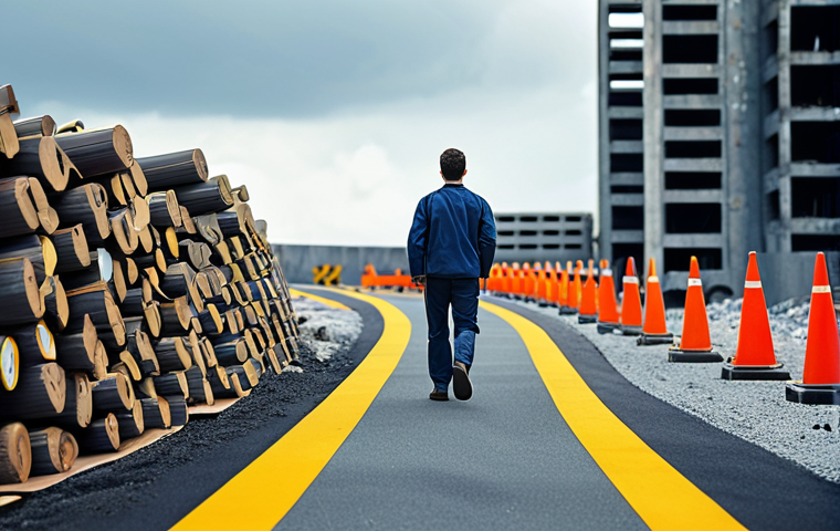 **A determined person confidently walking a winding path, symbolizing a career change.  In the background, blurred images of construction material testing equipment fade away, replaced by brighter, clearer visions of new career possibilities.  Focus on hope, resilience, and the feeling of forward momentum.**