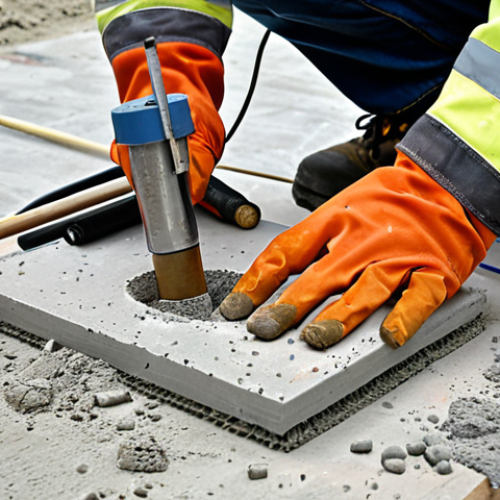 Home 14 **
* **Prompt:** A construction site with a focus on concrete testing. A technician is taking a sample of wet concrete. Emphasize the importance of education in building a strong career foundation. Include tools and instruments used for testing material properties.
**